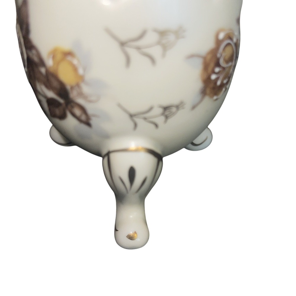 Vintage Porcelain Egg Cup Holder Floral Gold Trim Decorative Accent - Picture 10 of 16